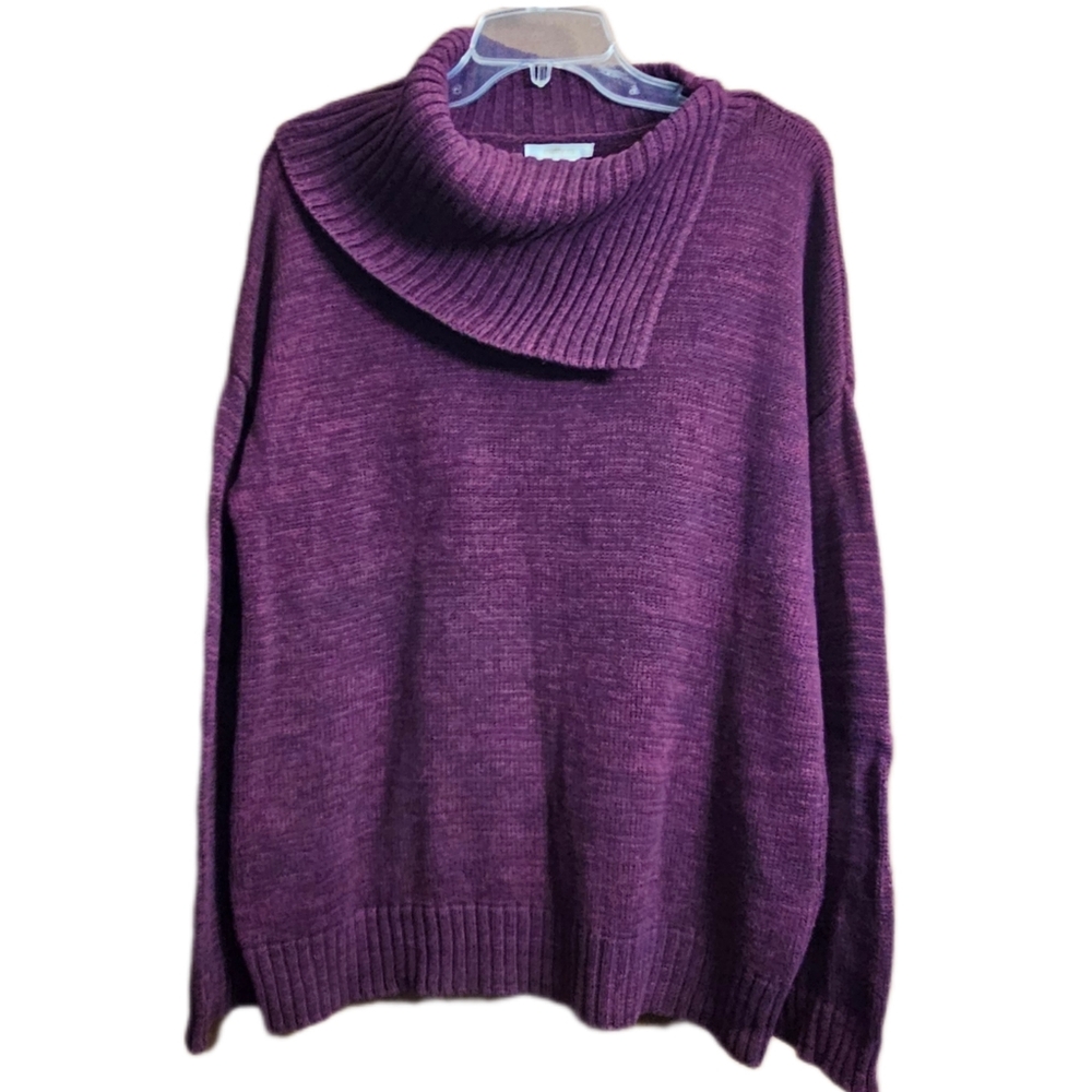 Matty M womens marled maroon burgundy red knit cowl neck sweater size large